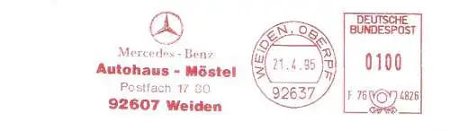 Freistempel F76 4826 Weiden, Oberpf - Mercedes-Benz Autohaus Möstel (Abb. Mercedesstern) (#2405)