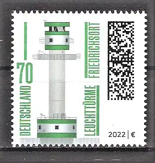 Briefmarke BRD Mi.Nr. 3696 ** Leuchttürme 2022 / Leuchtturm Friedrichsort in der Kieler Förde