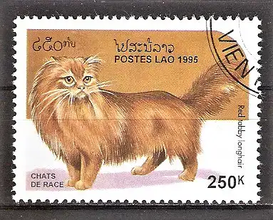 Briefmarke Laos Mi.Nr. 1471 o Red-Tabby-Point Colourpoint-Langhaar Katze