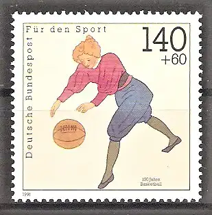Briefmarke BRD Mi.Nr. 1501 ** Sporthilfe 1991 / 100 Jahre Basketballspiel