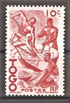 Briefmarke Togo Mi.Nr. 195 ** Einheimische Bilder 1947 / Palmölzubereitung