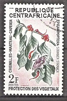 Briefmarke Zentralafrikanische Republik Mi.Nr. 88 o Motte (Epicampoptera strandi)