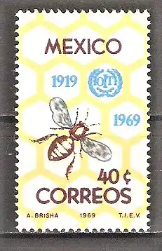 Briefmarke Mexiko Mi.Nr. 1311 ** 50 Jahre Internationale Arbeitsorganisation (ILO) 1969 / Waben mit Biene