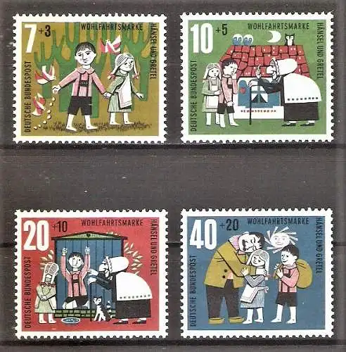 Briefmarke BRD Mi.Nr. 369-372 ** Wohlfahrt 1961 / Märchen der Brüder Grimm „Hänsel und Gretel“ / Kompletter Satz !