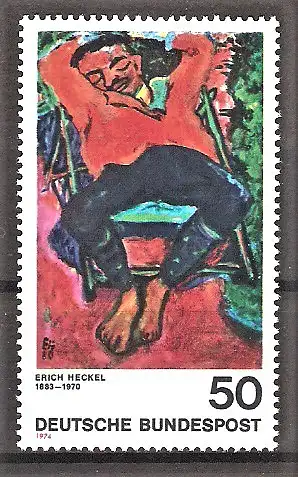 Briefmarke BRD Mi.Nr. 817 ** Deutscher Expressionismus 1974 / "Schlafender Pechstein" Gemälde von Erich Heckel