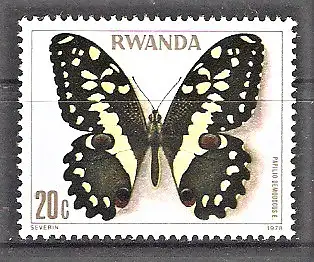 Briefmarke Ruanda Mi.Nr. 974 ** Schmetterlinge 1979 / Zitrusschwalbenschwanz (Papilio demodocus)