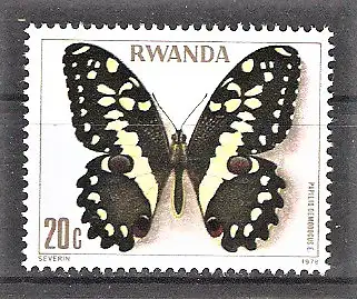 Briefmarke Ruanda Mi.Nr. 974 ** Schmetterlinge 1979 / Zitrusschwalbenschwanz (Papilio demodocus)