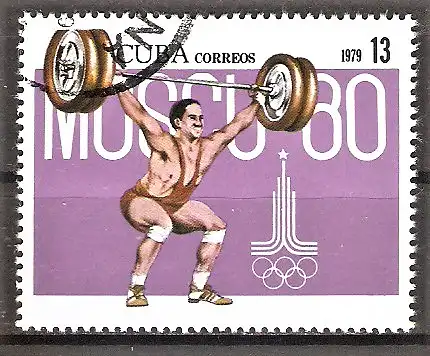Briefmarke Cuba Mi.Nr. 2417 o Olympische Sommerspiele Moskau 1980 / Gewichtheben