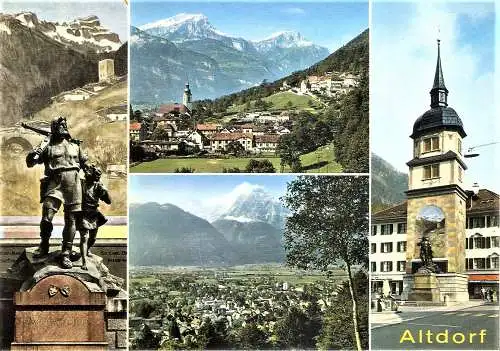 Ansichtskarte Schweiz - Altdorf (Uri) / Mehrbildkarte mit Wilhelm Tell Denkmal (2531)