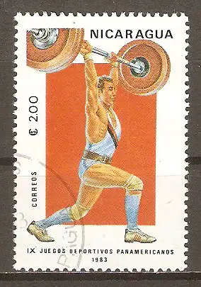 Briefmarke Nicaragua Mi.Nr. 2404 o Panamerikanische Sportspiele 1983 / Gewichtheben #2024137