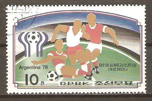 Briefmarke Korea-Nord Mi.Nr. 1676 o Fussball-Weltmeisterschaft Argentinien 1978 / Spielszenen #2024191