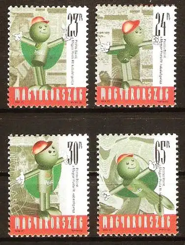 Briefmarke Ungarn Mi.Nr. 4480-4483 ** Postmännchen Bálint Postás 1998 / Kompletter Satz ! #2024195