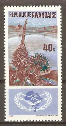 Briefmarke Ruanda Mi.Nr. 126 A ** 20 Jahre Vereinte Nationen (UNO) 1965 / Seelandschaft #2024257