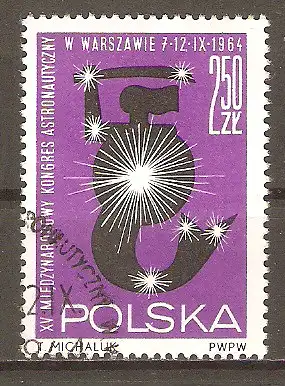 Briefmarke Polen Mi.Nr. 1526 o 15. Kongress für Astronautik in Warschau 1964 / Mit Sternen geschmückte Sirene (Warschauer Wappen) #2024321