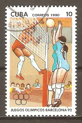 Briefmarke Cuba Mi.Nr. 3366 o Olympische Sommerspiele Barcelona 1992 / Volleyball #2024333