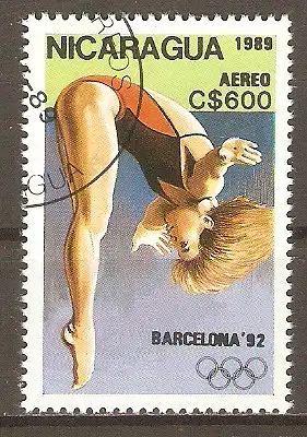 Briefmarke Nicaragua Mi.Nr. 2961 o Olympische Sommerspiele Barcelona 1992 / Kunstspringen #2024335
