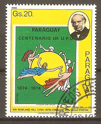 Briefmarke Paraguay Mi.Nr. 3276 o 100. Todestag von Rowland Hill 1980 / Paraguayische Briefmarken #2024398