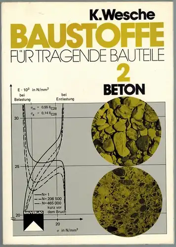 Wesche, Karlhans: Beton. Bindemittel, Zuschlag, Normal- und Leichtbeton, Beständigkeit sowie Mörtel- und Mauerwerk (Nichtmetallisch-anorganische Stoffe). 2., neubearbeitete Auflage. [= Baustoffe für tragende Bauteile Band 2]...