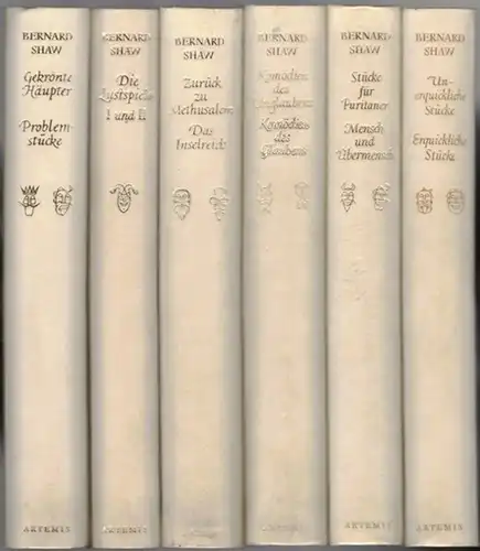 Shaw, [George] Bernard: Gesammelte dramatische Werke.  Autorisierte Deutsche Übersetzung von Siegried Trebitsch. Neue, vom Übersetzer durchgesehene Auflage. [12 Bände in 6:] [1] Unerquickliche Stücke...