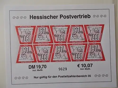 Hessischer Postvertrieb Kleinbogen postfrisch