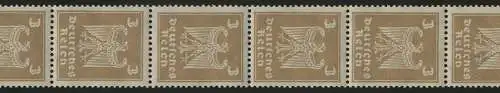 355 Reichsadler 3 Pf. aus der Rolle, ungefalteter 11er- Streifen postfrisch **