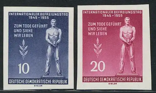 459-460B Einzelmarken aus Bl.11 Befreiung 1955, Satz ** postfrisch