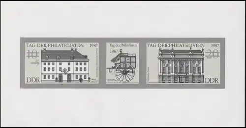 Schwarzdruck der DDR Philatelistentag 1987 Zusammendruck 3118-3119 S