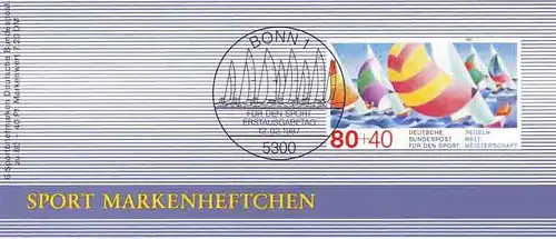 Sport 1987 Segelregatta 80 Pf, 6x1310, ** postfrisch