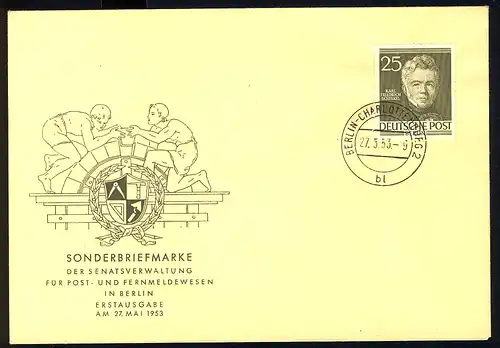 98 Männer Berlins 25 Pf. Karl Friedrich Schinkel - amtlicher FDC