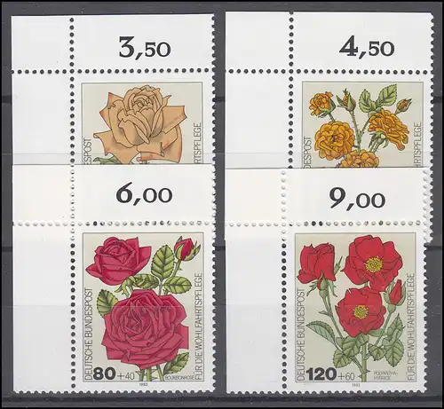 1150-1153 Wofa Gartenrosen 1982, Ecken oben links, Satz **