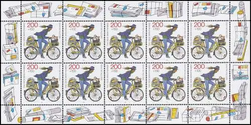 1814 Tag der Briefmarke, Postzustellerin auf Fahrrad - 10er-Bogen **