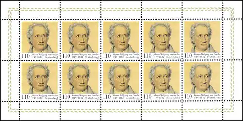 2073 Johann Wolfgang von Goethe - 10er-Bogen **