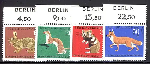 299-302 Jugend Hochwild 1967 - OR-Satz mit BERLIN-Zudruck, postfrisch **