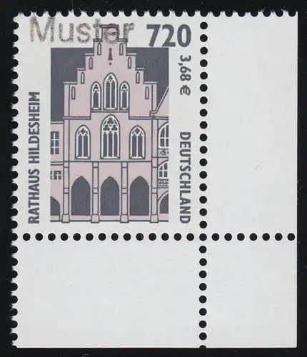 2197 SWK 720 Pf. Rathaus Hildesheim, Muster-Aufdruck