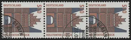 1938 SWK neue Nr. 510 Pf, 3er-Streifen + Nr. O