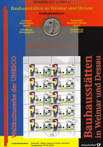 2394 Bauhaus Weimar und Dessau - Numisblatt 1/2004