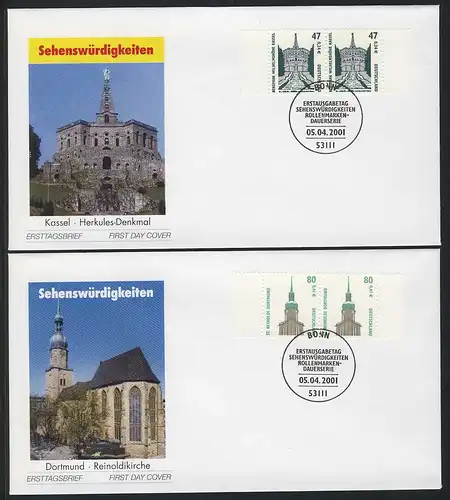 2176-2177 SWK Kassel und Dortmund 2001, Paare je auf FDC, ESSt Bonn