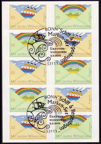 FB 13 Marques de voeux 2011, feuille 5x2848-49, EV-O Bonn