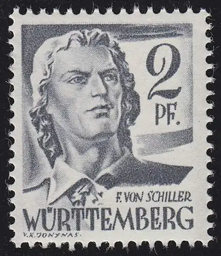 Württemberg 1yv Freimarke 2 Pf., postfrisch **