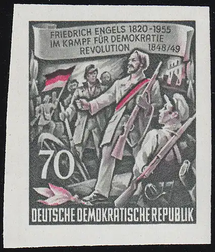 490B YII Friedrich Engels 70 Pf Wz.2 Yll, UNGEZÄHNT, **