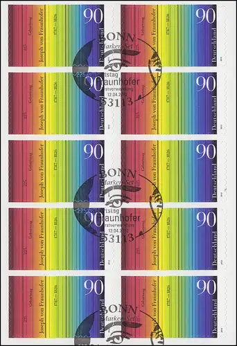 FB 23 Fraunhofer, Folienblatt 10x2929, Erstverwendungsstempel Bonn 12.4.2012