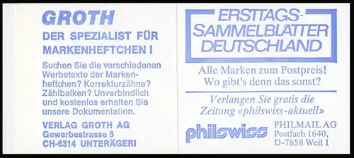 22Ik MH BuS Groth/Philswiss Livre imprimé - avec PLF III trait dans le toit **