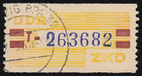 25-T Dienst-B, Billet blau auf gelb, gestempelt