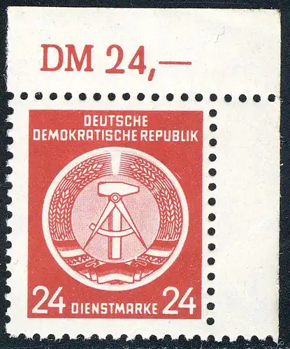 9x XI Dienst-A Zirkel 24 Pf. Wz.2X I, Ecke oben rechts ** postfrisch