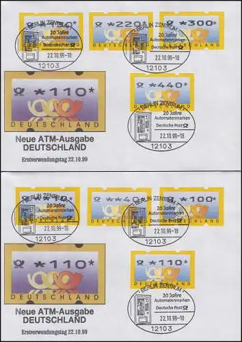 3.2 Posthörner MWZD 8 ATM 10-440 Pf., Satz auf 2 FDC mit ESST Berlin 22.10.99