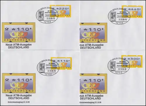 3.2 Posthörner MWZD 8 ATM 10-440 Pf., Satz auf 8 FDC mit ESST Berlin 22.10.99