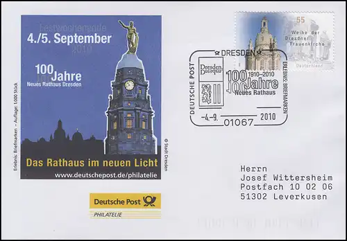 100 Jahre Neues Rathaus Dresden, Auflage 1000! SSt Dresden Wappen 4.9.2010