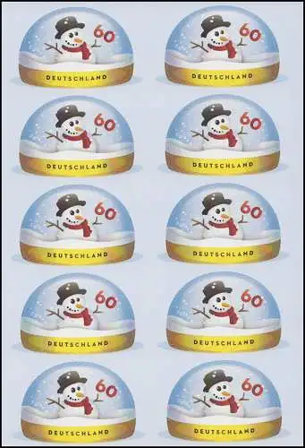 FB 41 Winter & Schneemann & Snowball, feuille de 10x 3113, **