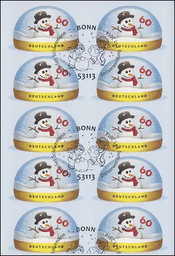 FB 41 Winter & Schneemann, Folienblatt mit 10x 3113, EV-O Bonn 