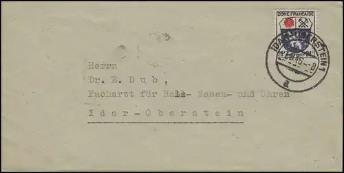 Allgemeine Ausgabe 9 Wappen 24 Pf. EF auf Orts-Brief IDAR OBERSTEIN 1.8.46